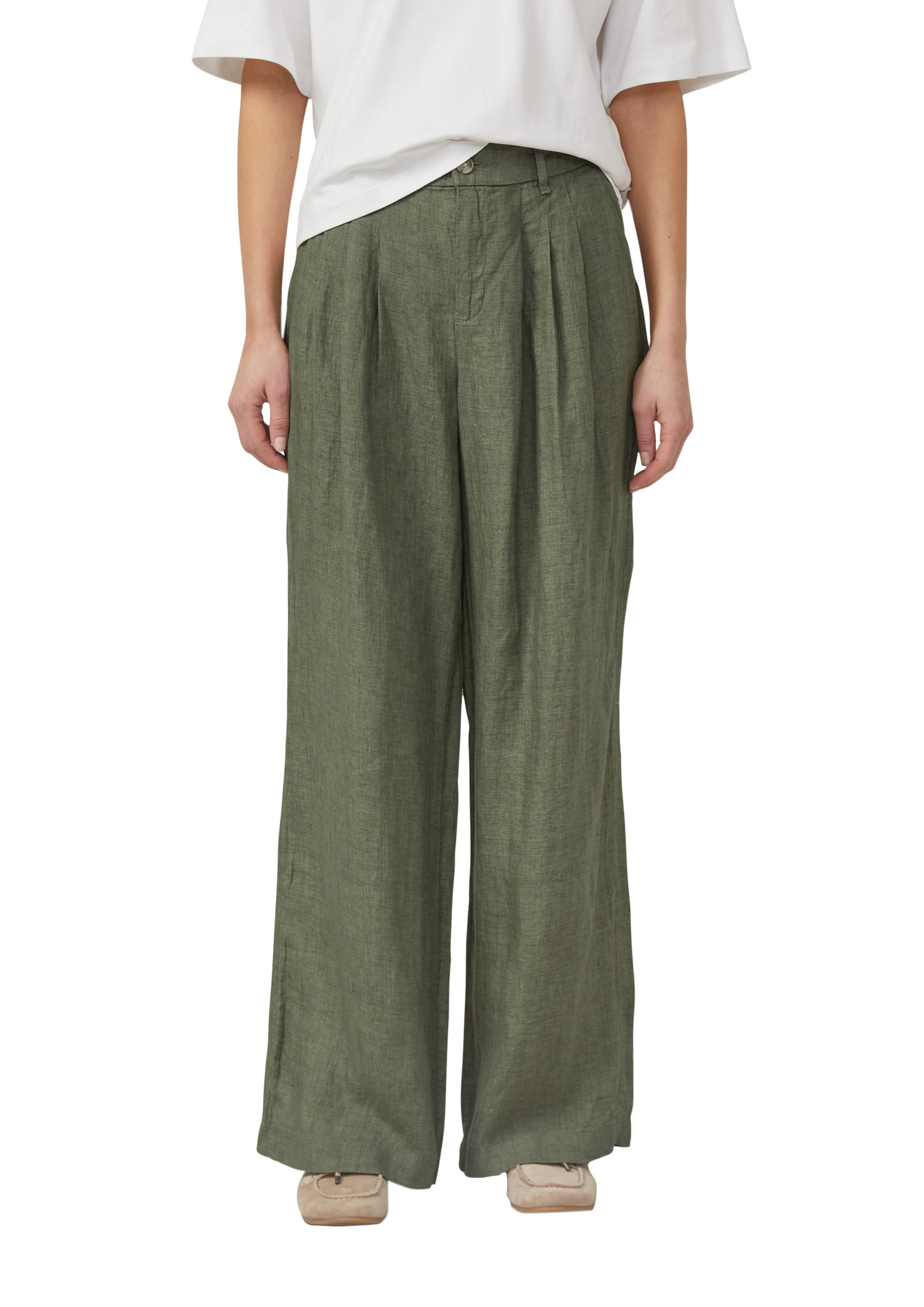 Wide Leg Pantalon à pince s.Oliver en vert : devant