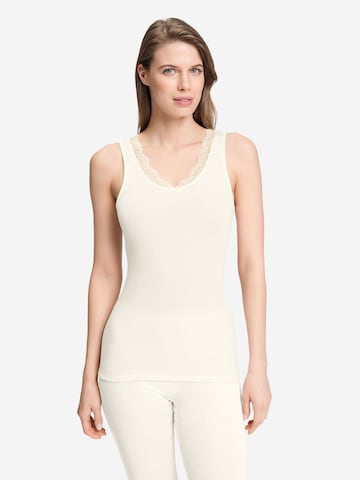 Hanro Top ' Woolen Lace ' in Wit: voorkant