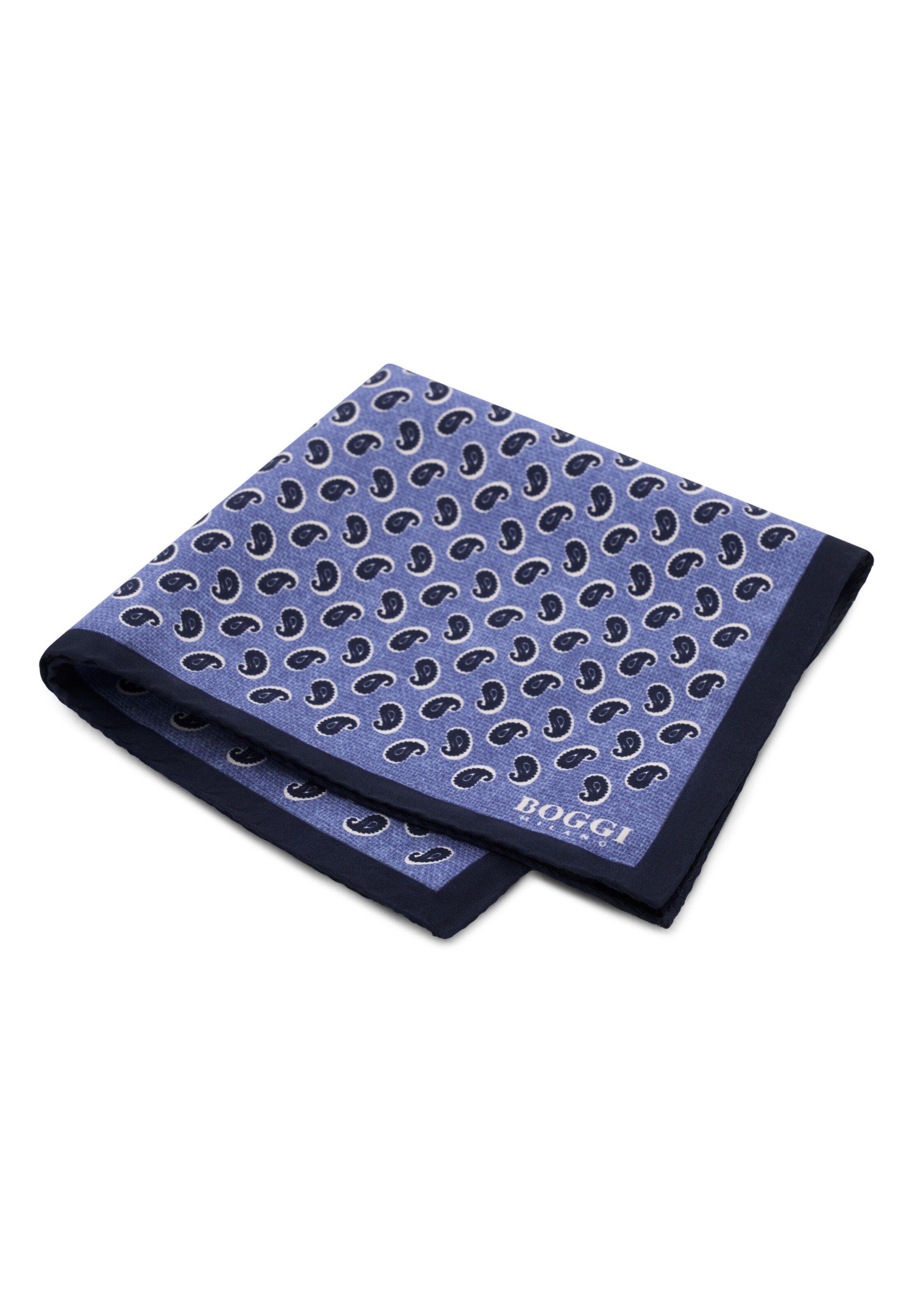 Boggi Milano Pochet in One Size in de kleur Lichtblauw / Zwart / Wit, Productweergave