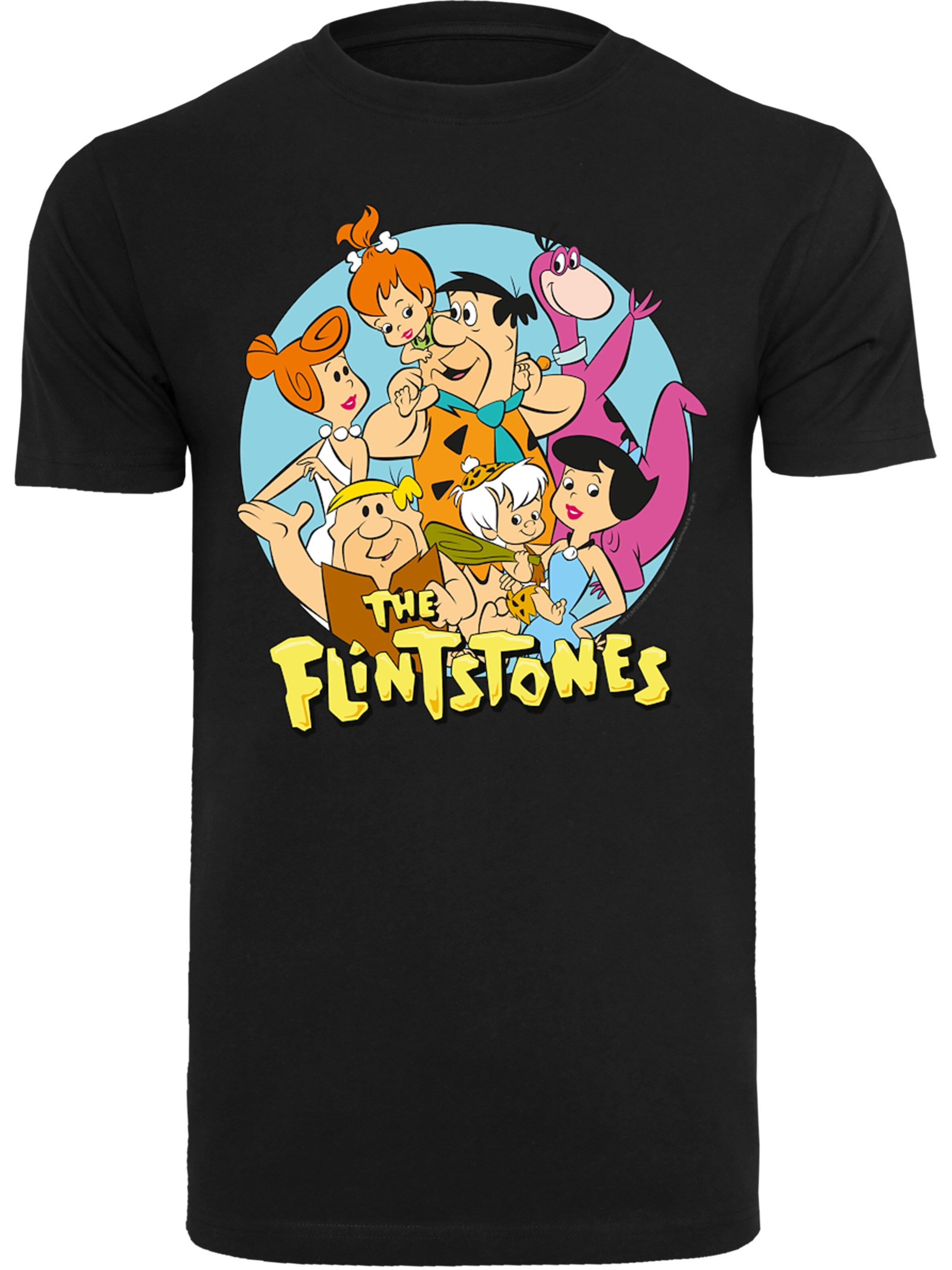 F4NT4STIC Shirt 'The Flintstones Group Circle' in Black: front
