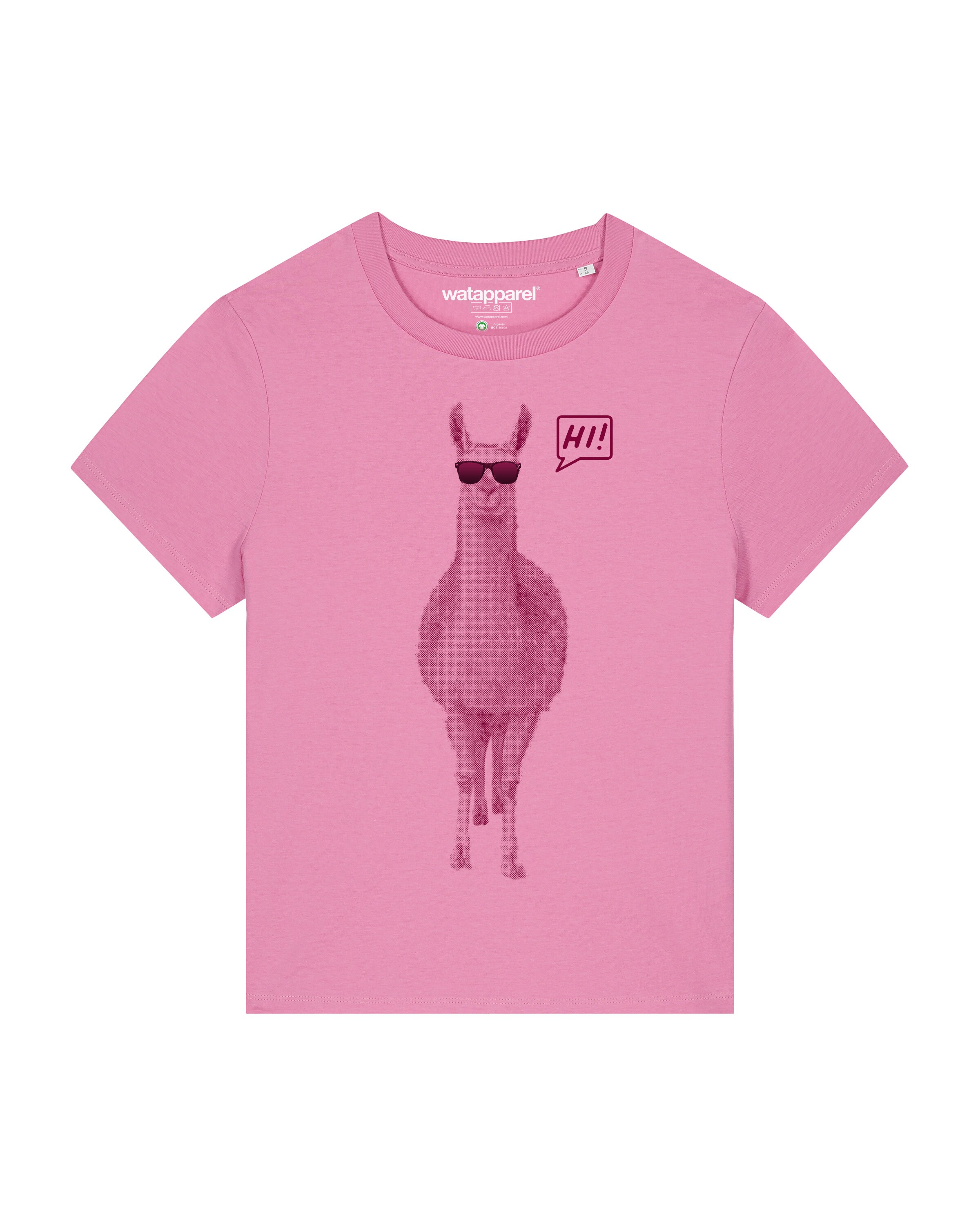 Watapparel Shirt ' Lama sagt Hi ' in Roze: voorkant