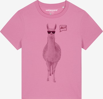Watapparel Shirt ' Lama sagt Hi ' in Roze: voorkant