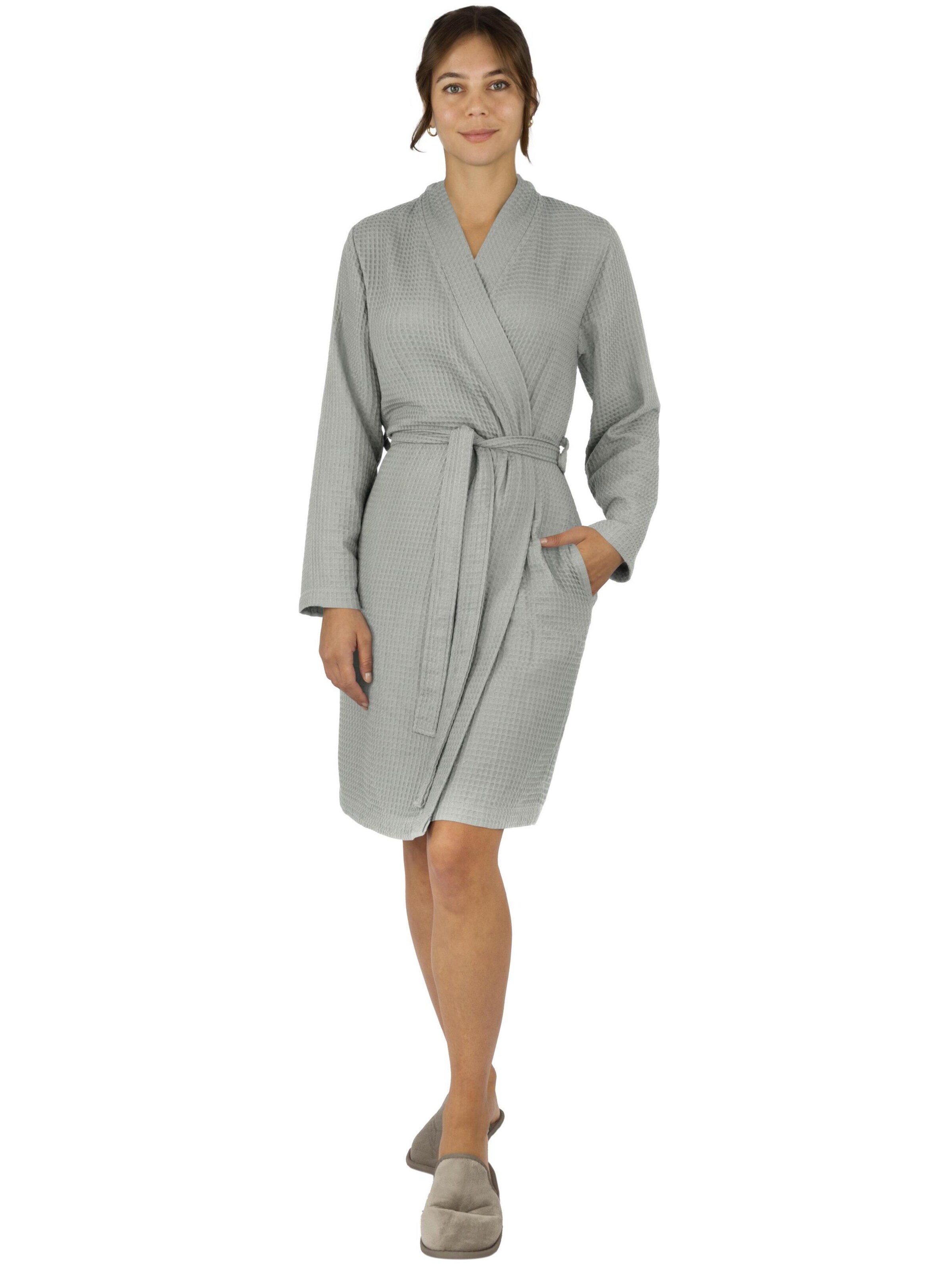 normani Morgenmantel 'Manisa' in Grau: Vorderseite