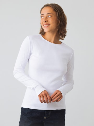Honest Basics Shirt 'Long Rib'‌‌‌‌‌ in Weiß
