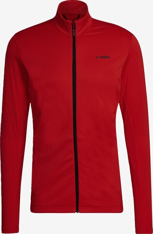 ADIDAS TERREX Athletic Fleece Jacket 'Multi Primegreen' in Red: front