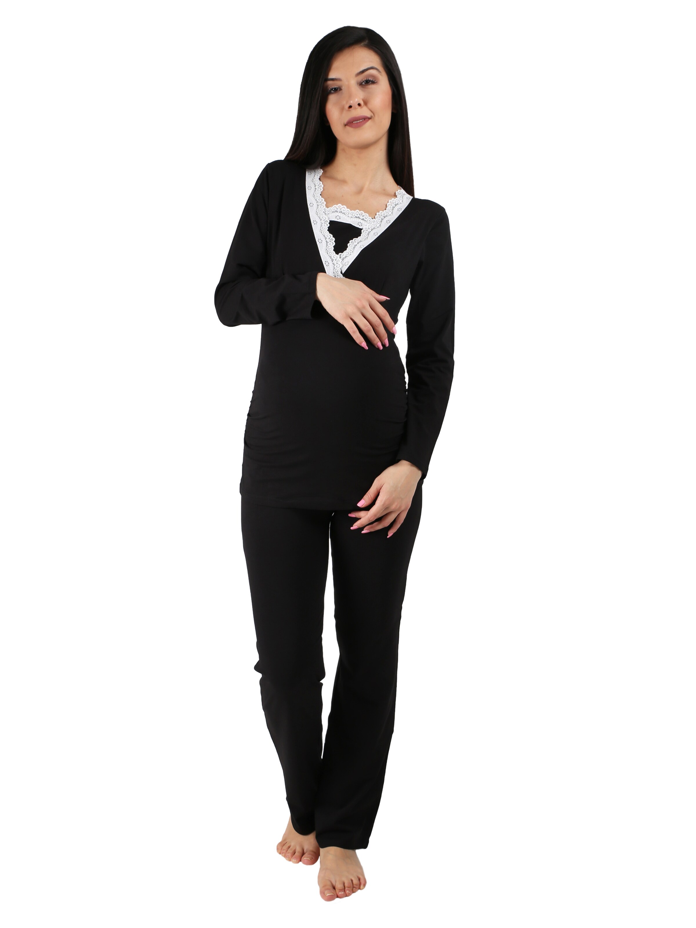 M.M.C. Pajama 'Spitze Umstandspyjama' in Black
