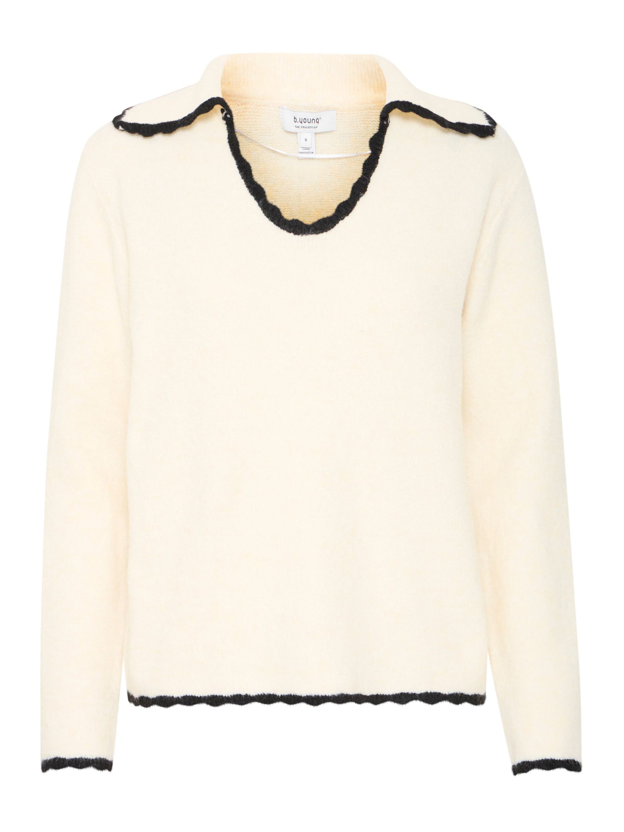 b.young Pullover 'Ninna' in creme / schwarz, Produktansicht