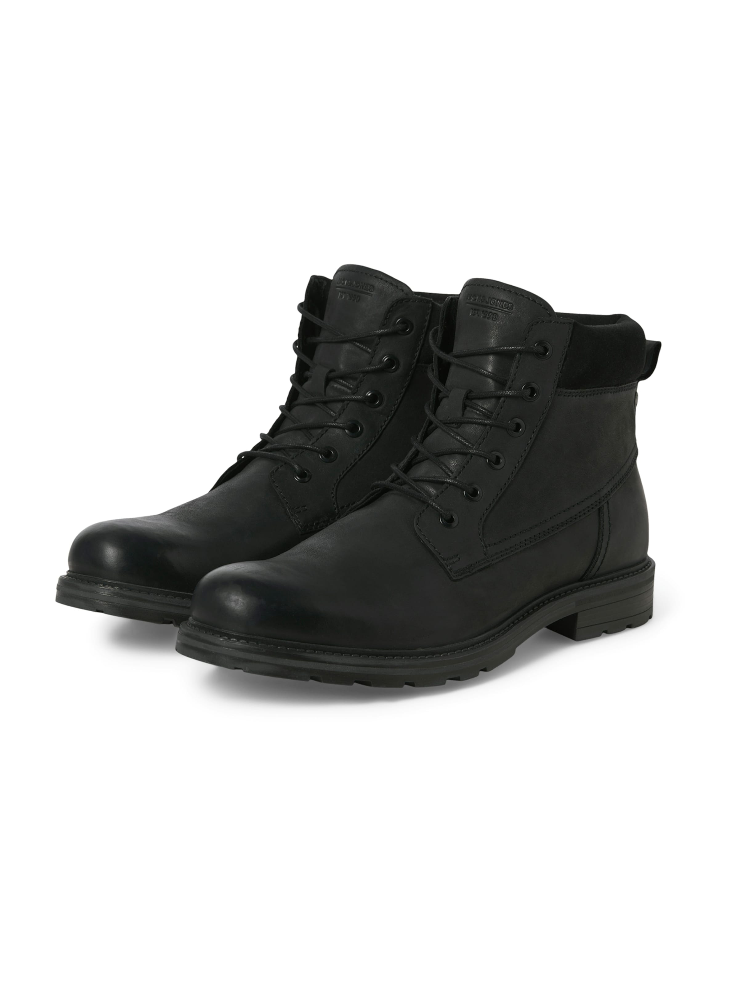 JACK & JONES - Botas con cordones 'JFWCRANFIELD' en negro: frente