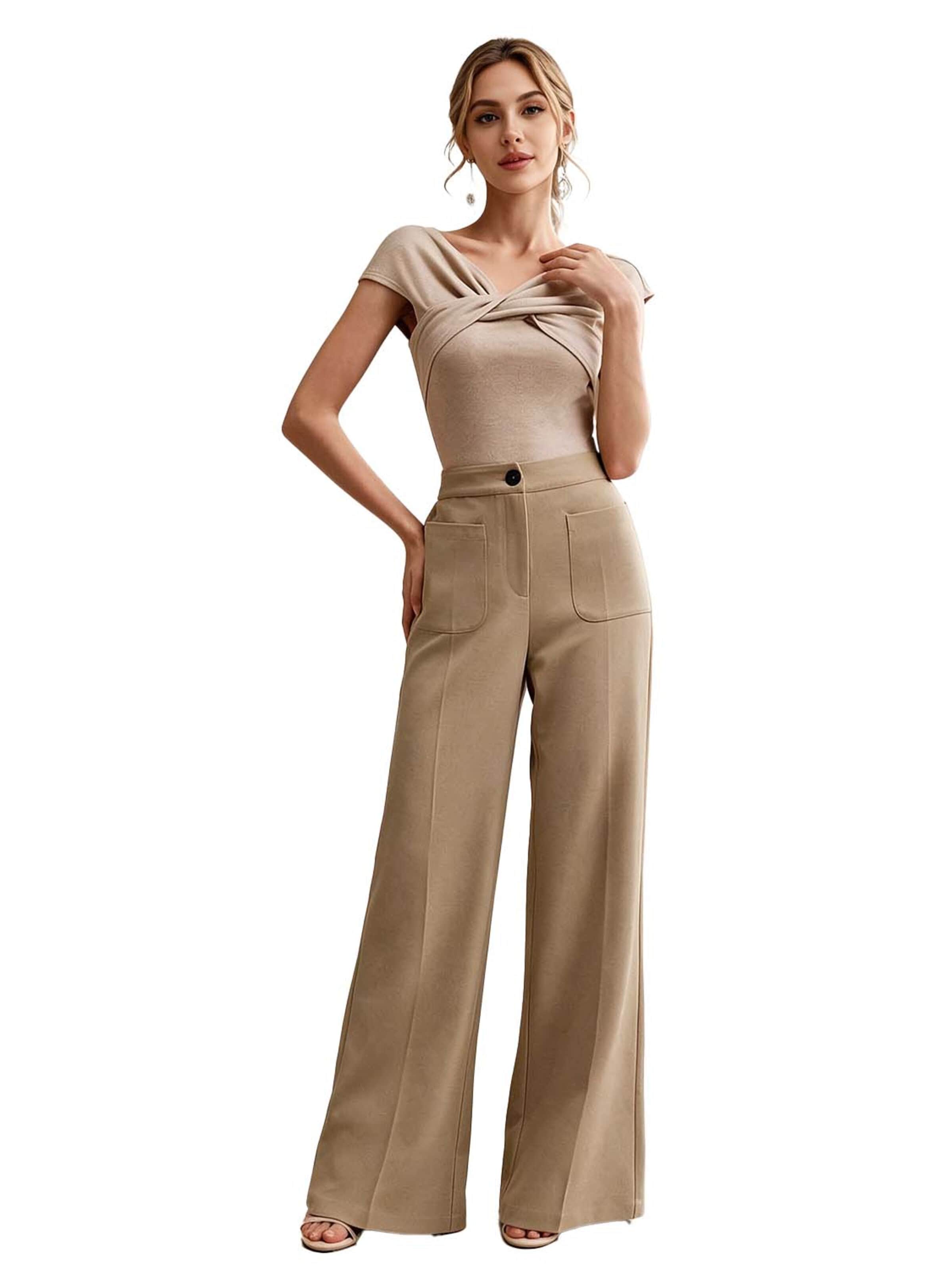 KoJooin Szeroka nogawka Spodnie 'Damen High-Waist Palazzo-Hose mit leichter Bootcut-Silhouette Lockerer Schnitt für Freizeit' w kolorze zielony