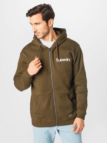 Superdry Sweat jacket in Green: front