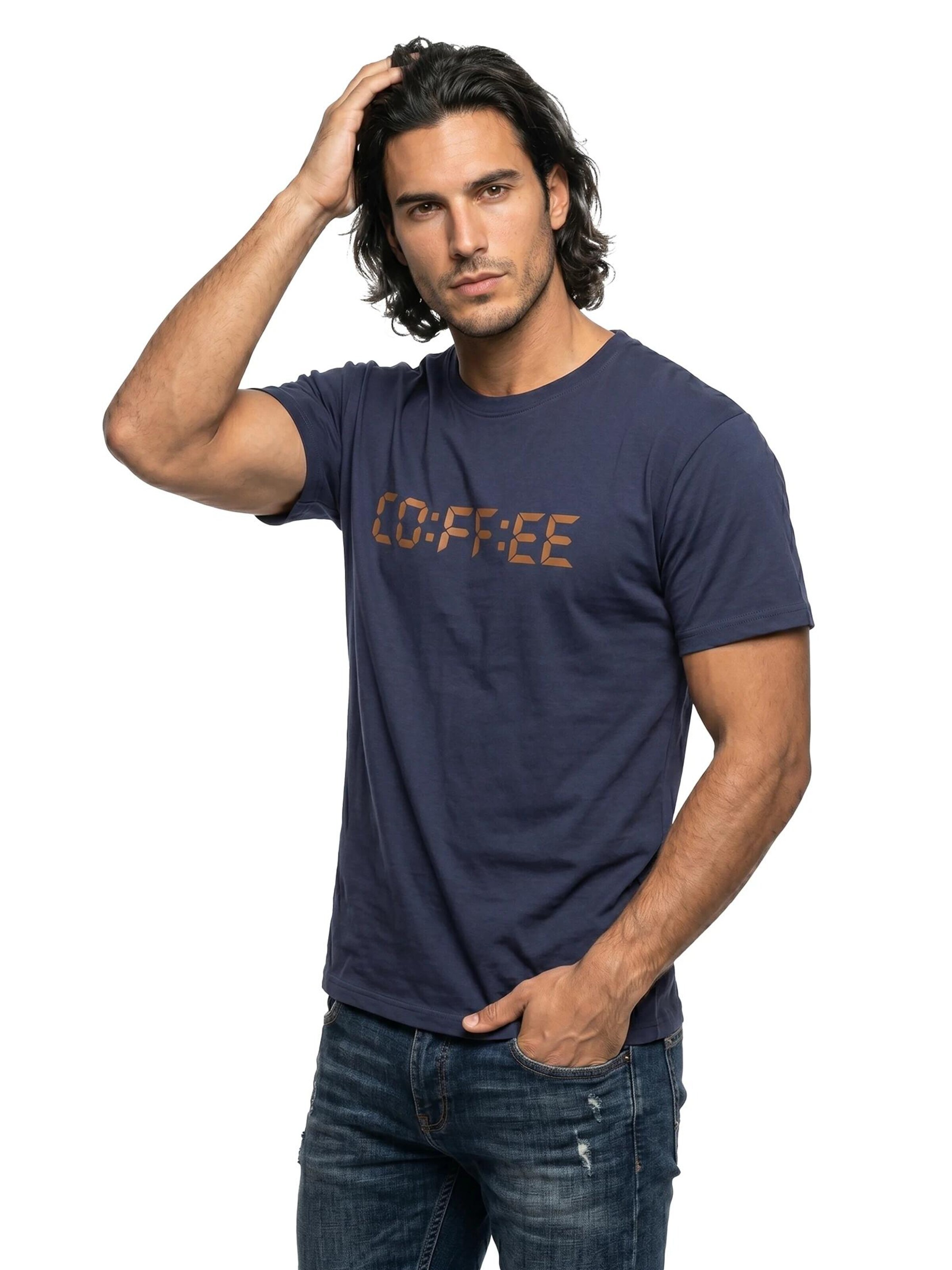 MAKAYA Shirt 'Coffee Time' in Blue