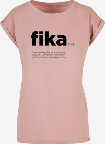 Mister Tee Shirt 'Fika Definition' in Beige: front