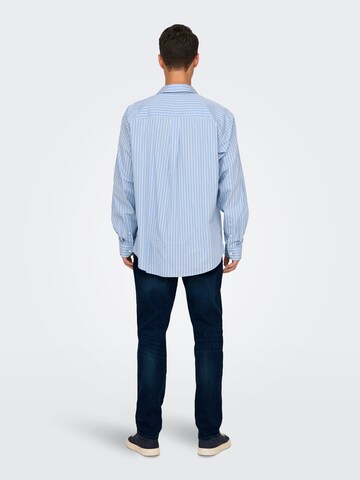 Only & Sons Regular fit Button Up Shirt in Blue