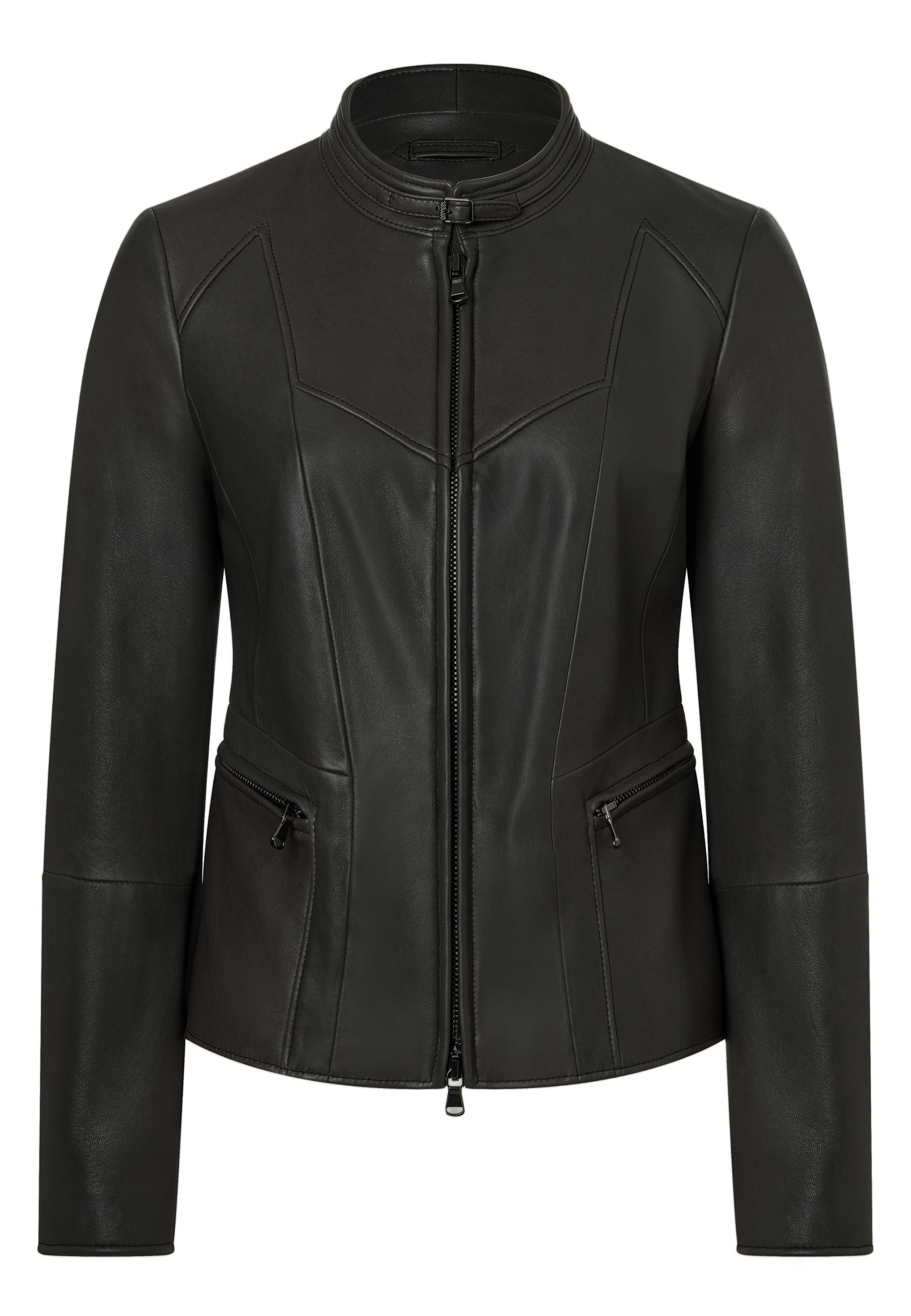 Werner Christ Lederjacke 'Elmara' in Schwarz: Vorderseite