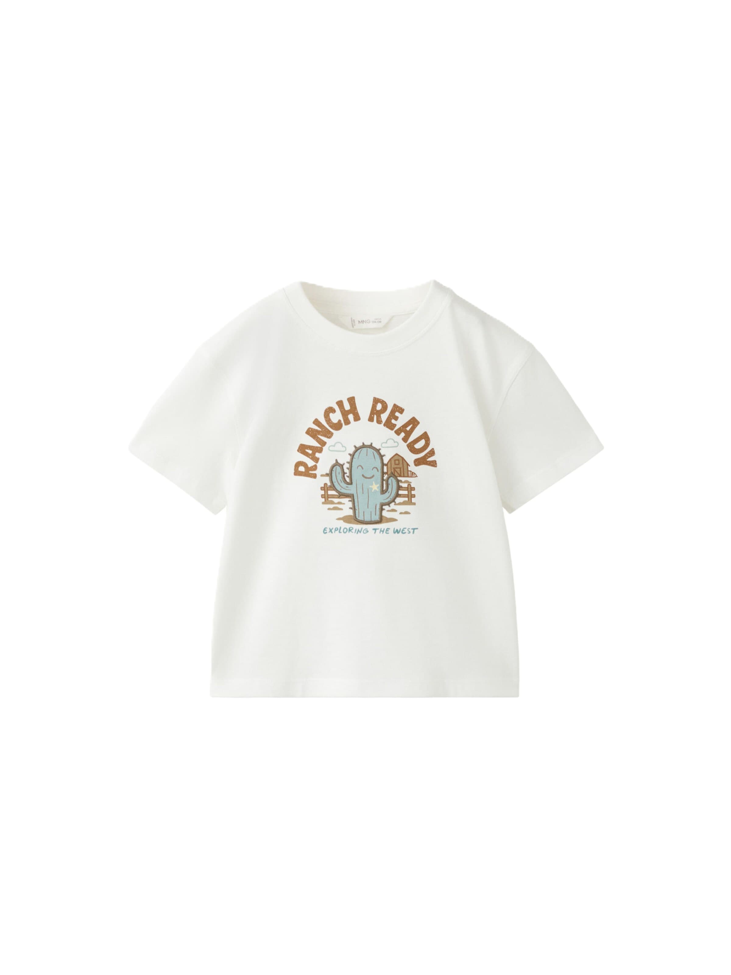 MANGO KIDS T-Shirt 'CACTUS' en 86 en bleu clair / marron / blanc cassé, Vue avec produit