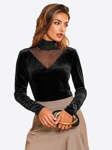 Cupshe - Top 'Long Sleeve' em preto: frente