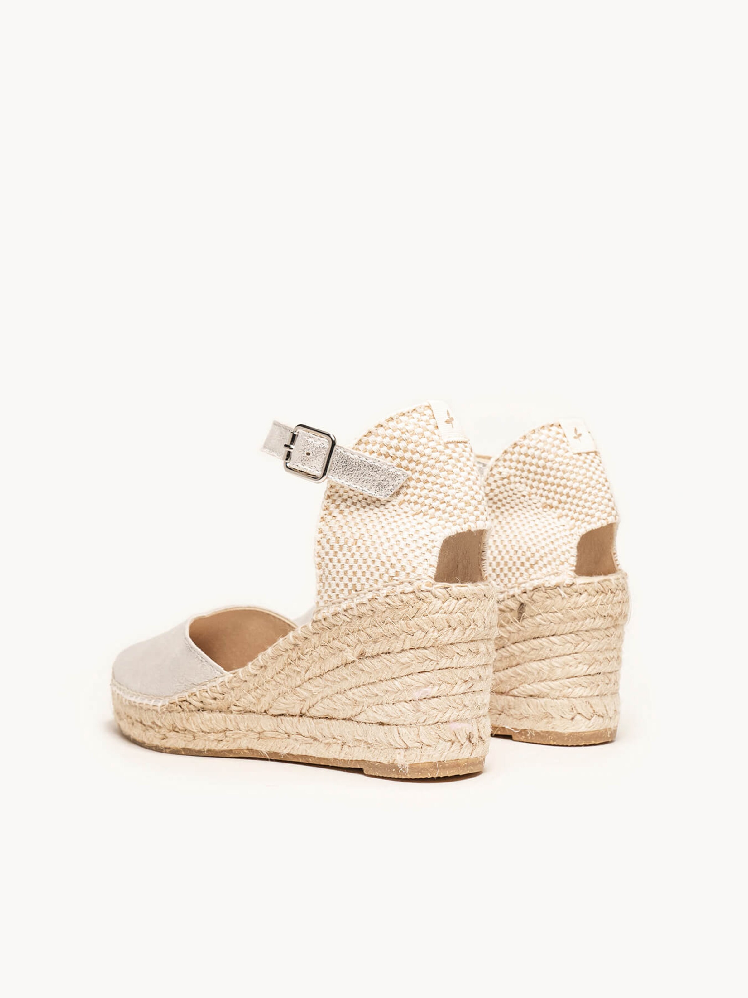 Alhamas Strap sandal 'Alpargata Cuña 7 cm' in Silver
