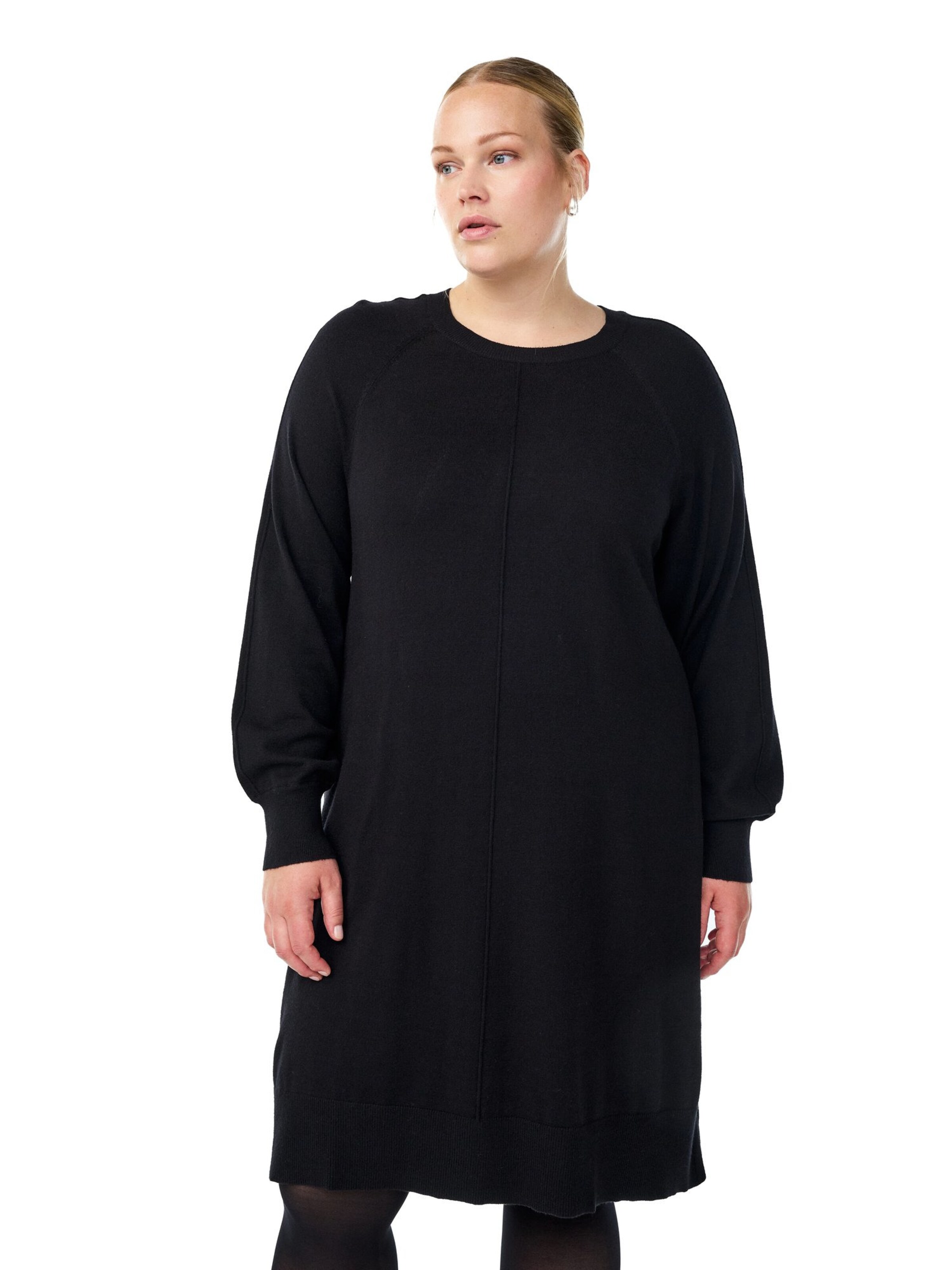 Zizzi Strikkjole 'Caella' i sort: forside