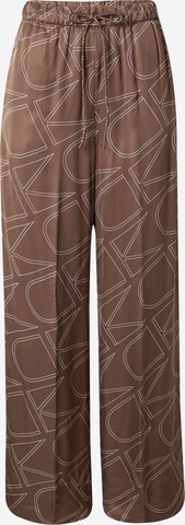 Calvin Klein Wide leg Trousers in Brown: front