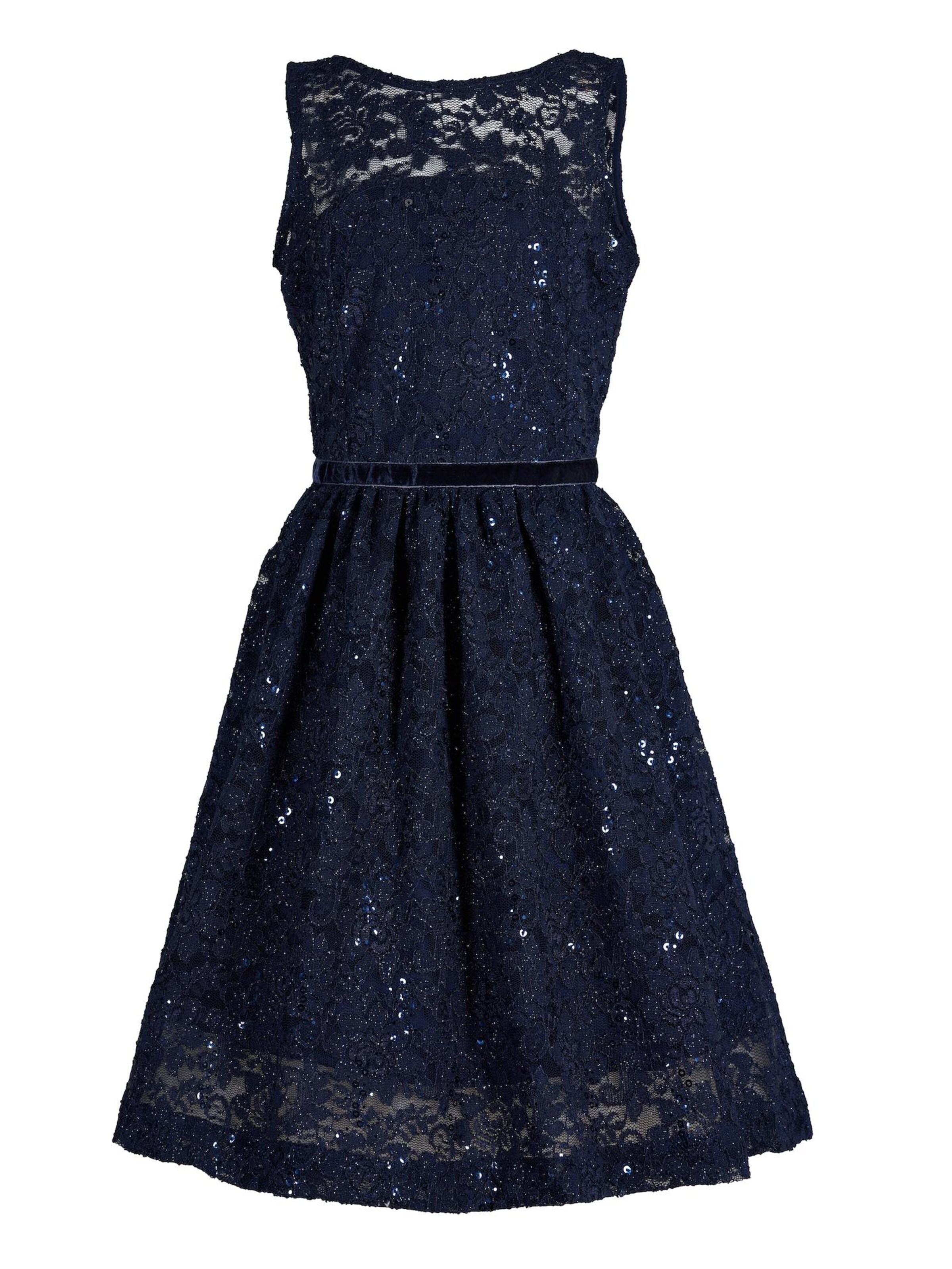 La V Jurk 'La V elegante kant jurk' in Blauw: voorkant