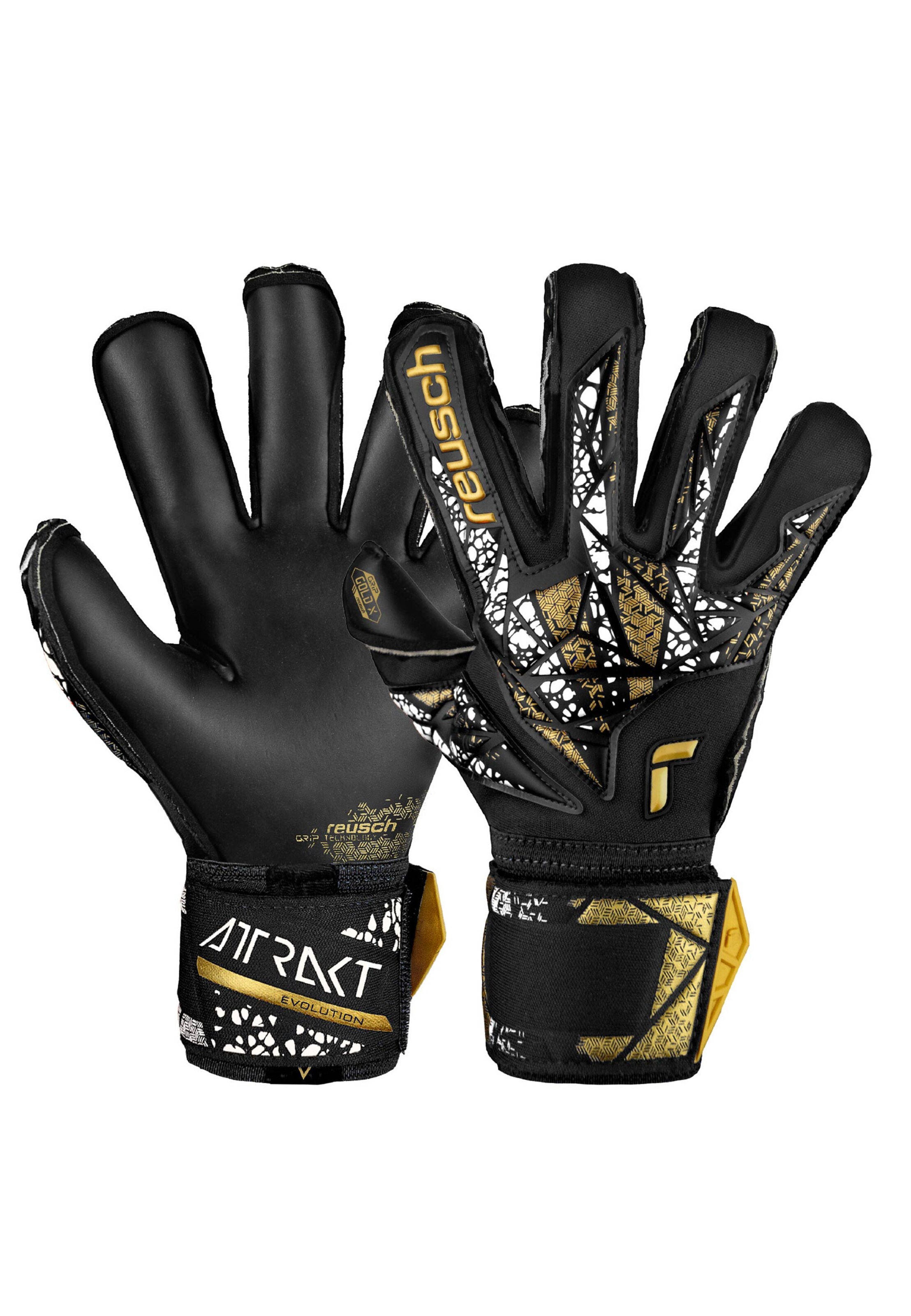 REUSCH Torwarthandschuh 'Attrakt Gold X Evolution Cut Finger Support' in Schwarz: Vorderseite