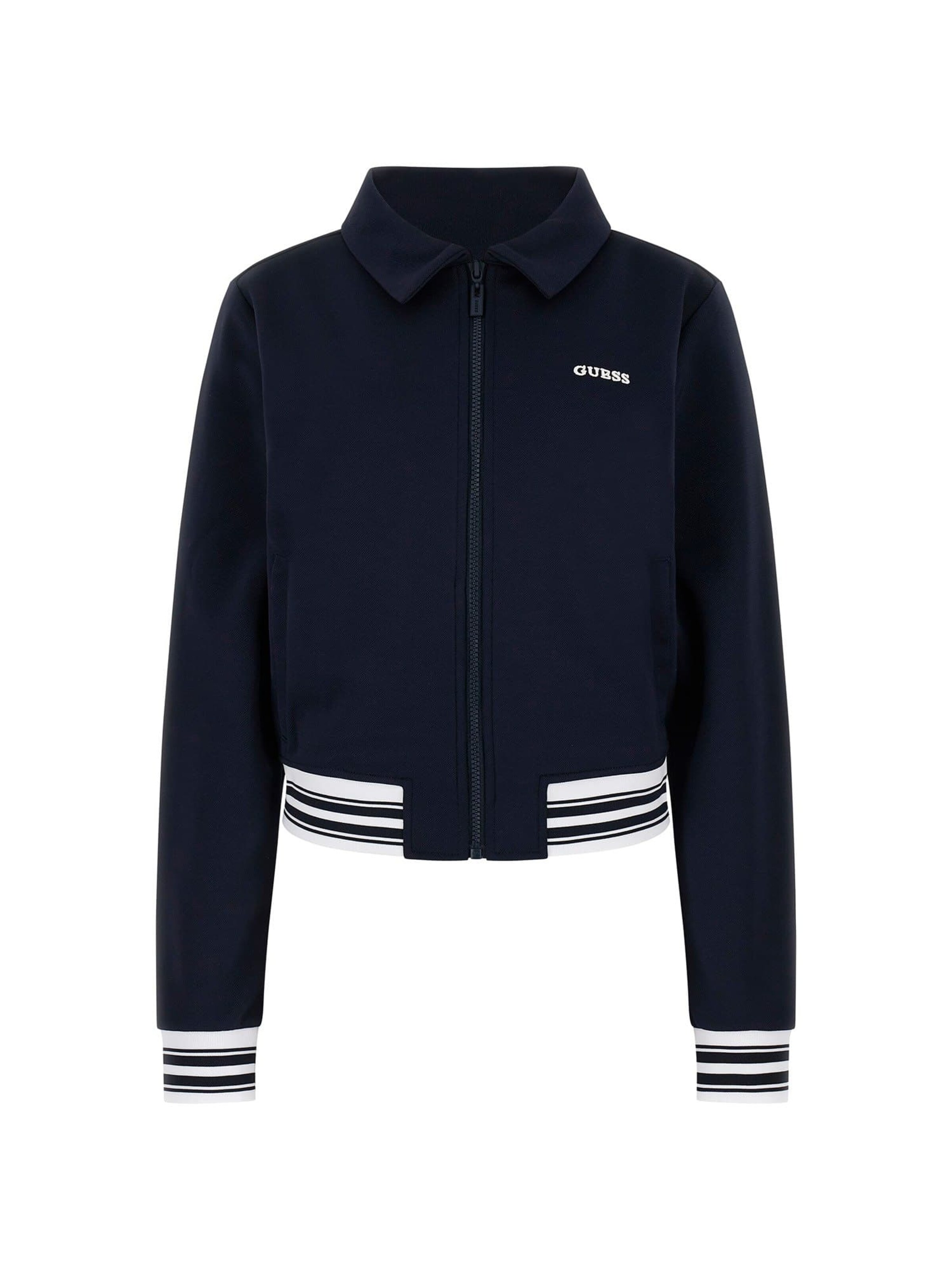 GUESS Zip-Up Hoodie in Blue: front