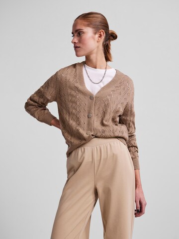 PIECES Knit Cardigan 'Ofine' in Brown: front