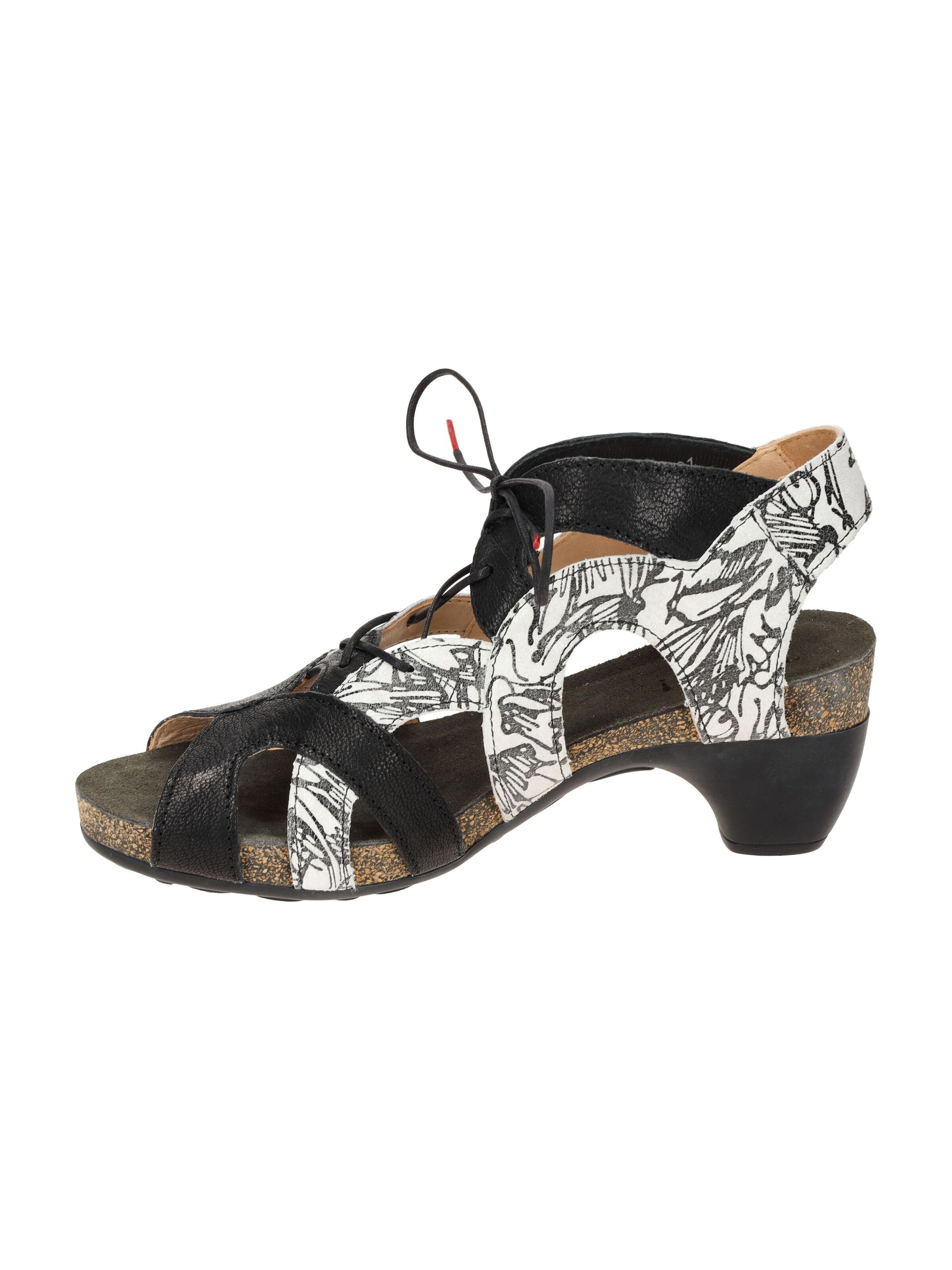 THINK! Sandals 'Think Traudi Schnür Sandale schwarz grau Print 214' in Black