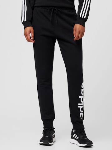 ADIDAS SPORTSWEAR Tapered Workout Pants 'Essentials' in Black: front