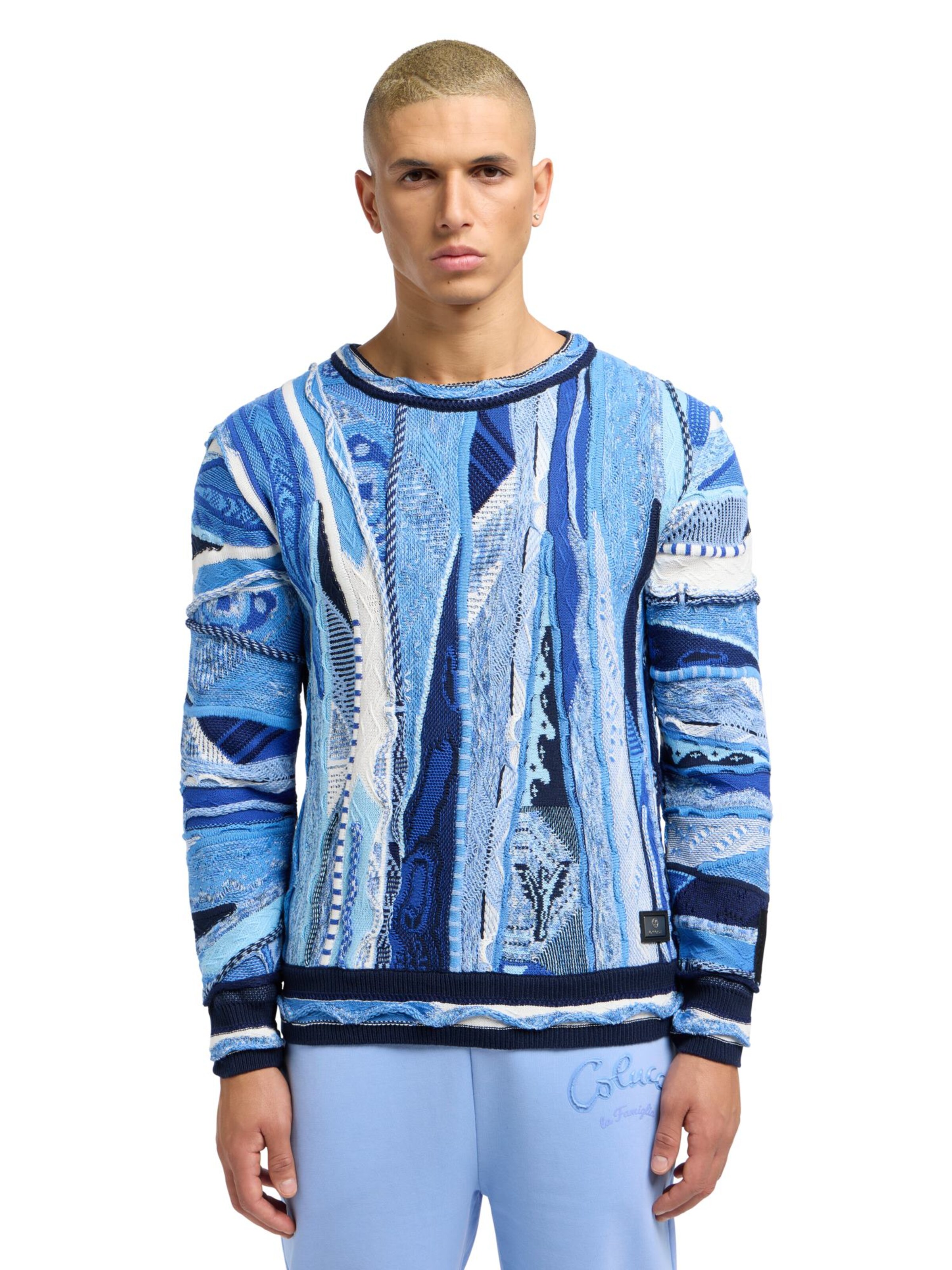 Carlo Colucci Trui 'Dondi' in Blauw: voorkant