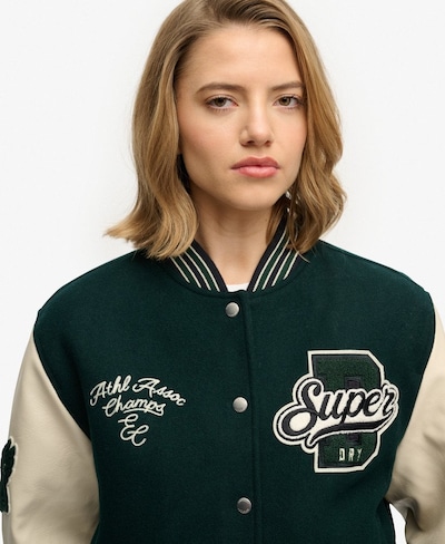 Superdry & Co Tussenjas in de kleur Ivoor / Donkergroen, Productweergave