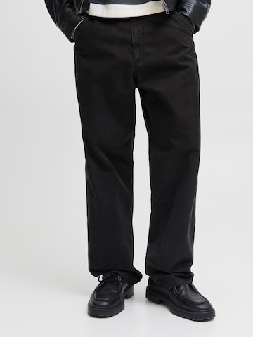 JACK & JONES Wide leg Broek 'JPSTAlex Ember' in Zwart: voorkant