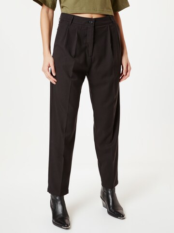 REPLAY Regular Pleat-Front Pants in Black: front