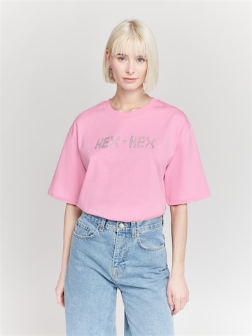 ABOUT YOU x StayKid T-shirt 'Hex Hex Sparkle' i rosa: framsida