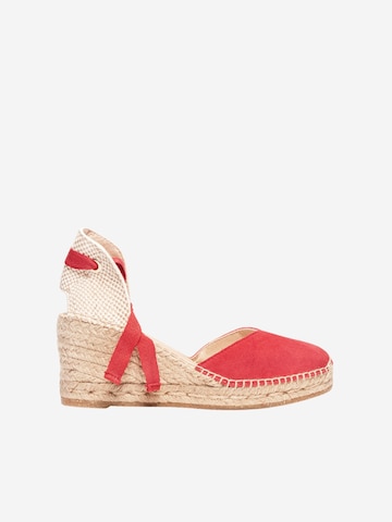 Sandalo 'Alpargata Cuña 7 cm' di Alhamas in rosso: frontale