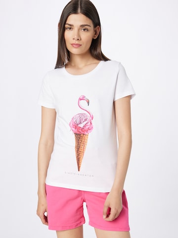 EINSTEIN & NEWTON T-shirt 'Flamingo Ice' i vit: framsida