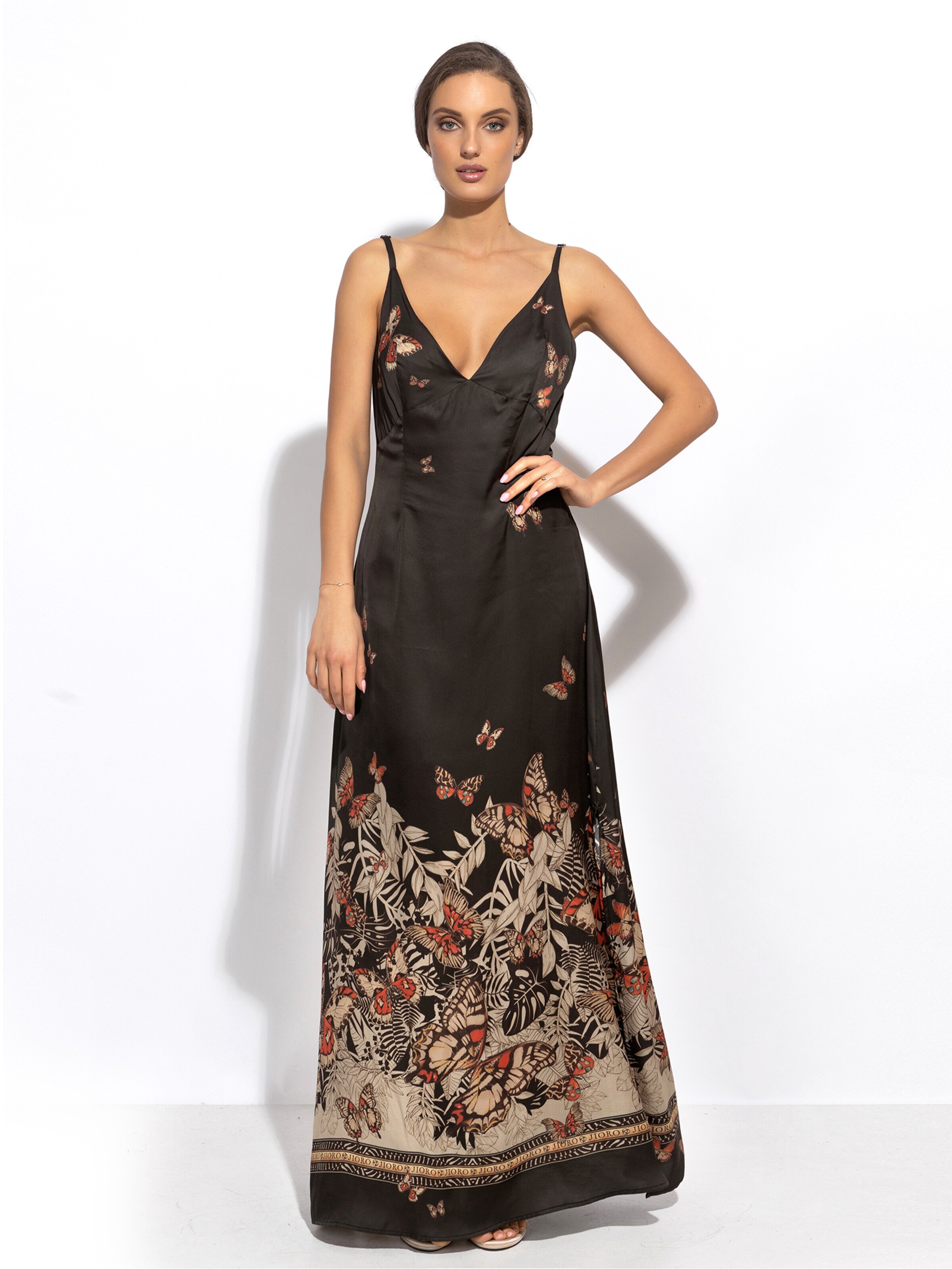 JIORO Dress 'MIDNIGHT BUTTERFLIES' in Black: front