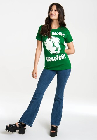 LOGOSHIRT Shirt 'Looney Tunes - Eat More Veggies' in Green
