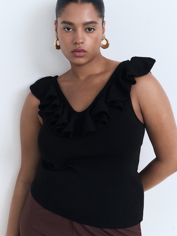MANGO Top 'JUANA' in Zwart: voorkant