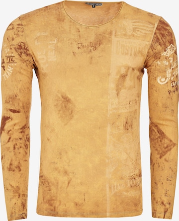 Rusty Neal Langarmshirt mit plakativem Front & Back Print in Braun: predná strana