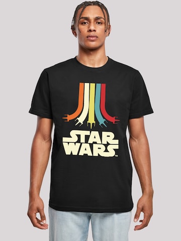 F4NT4STIC T-Shirt 'Star Wars Retro Rainbow Regenbogen' in Schwarz: predná strana