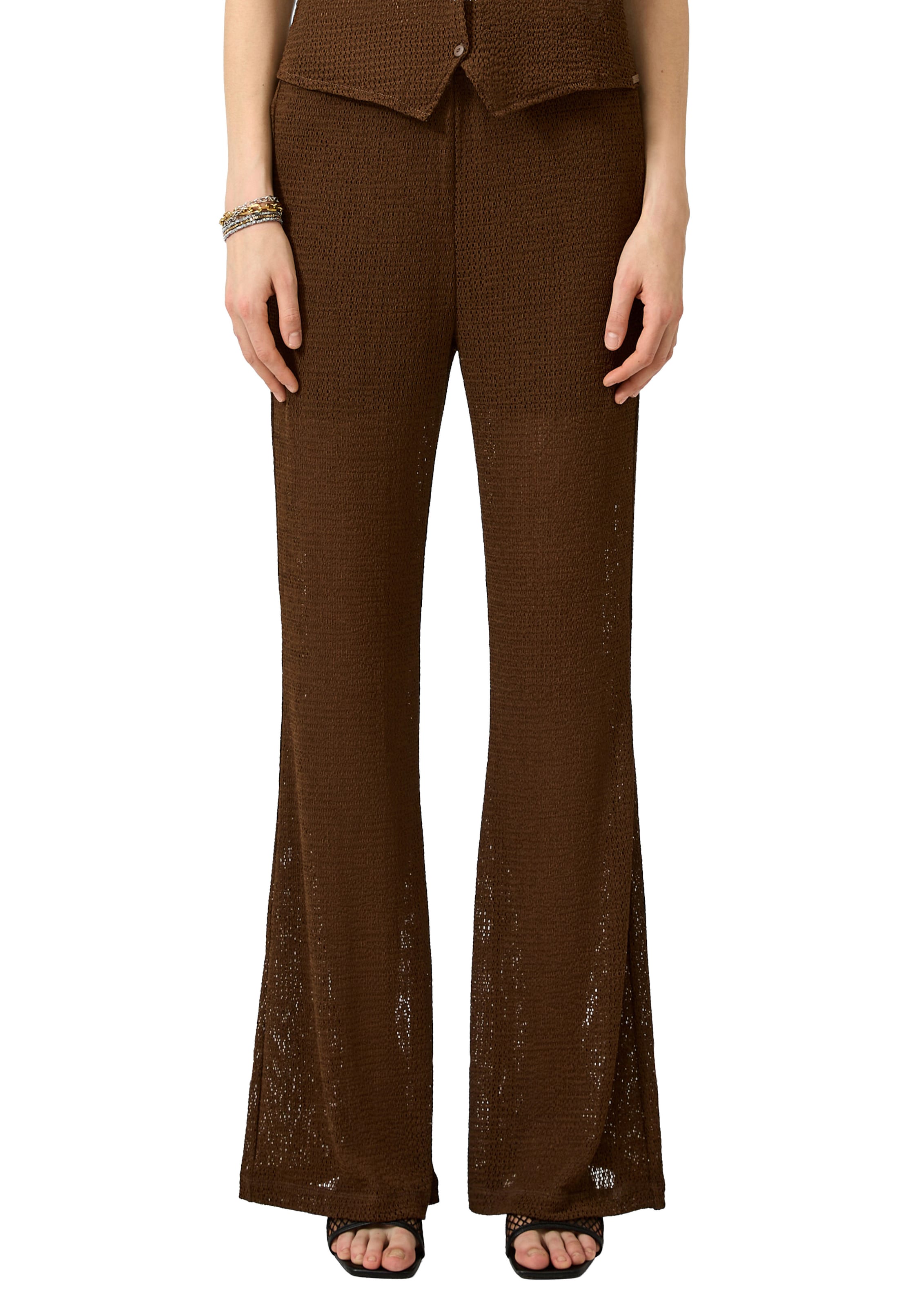 QS Flared Pants in Brown: front