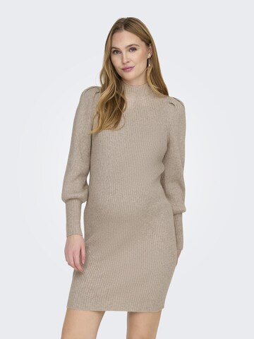 Only Maternity Gebreide jurk 'KATIA' in Beige: voorkant