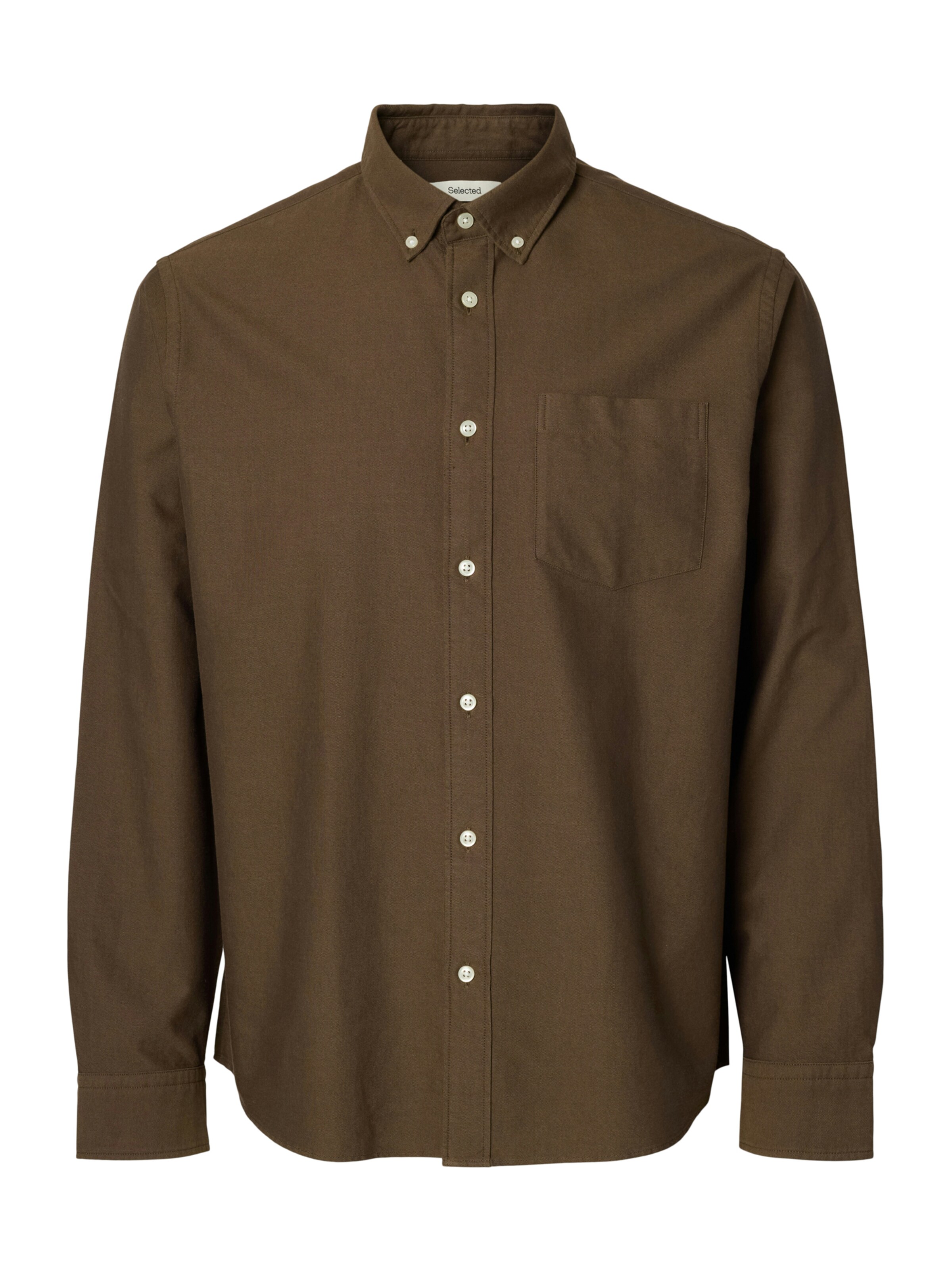 SELECTED Regular Fit Hemd 'Rick' in Braun: Vorderseite