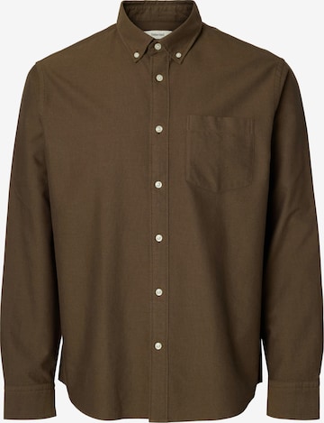 SELECTED Button Up Shirt 'Rick' in Brown: front