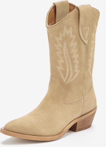 LASCANA Cowboy Boots in Beige: front