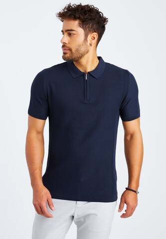 Leif Nelson T-Shirt Feinstrick Polo in Blau