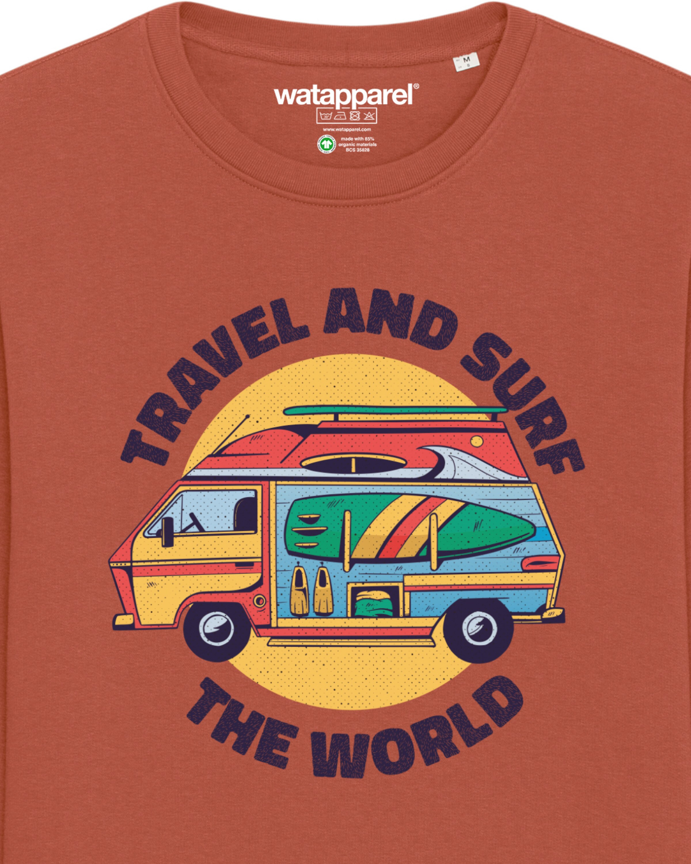 Watapparel Sweatshirt 'Travel and surf' in Braun