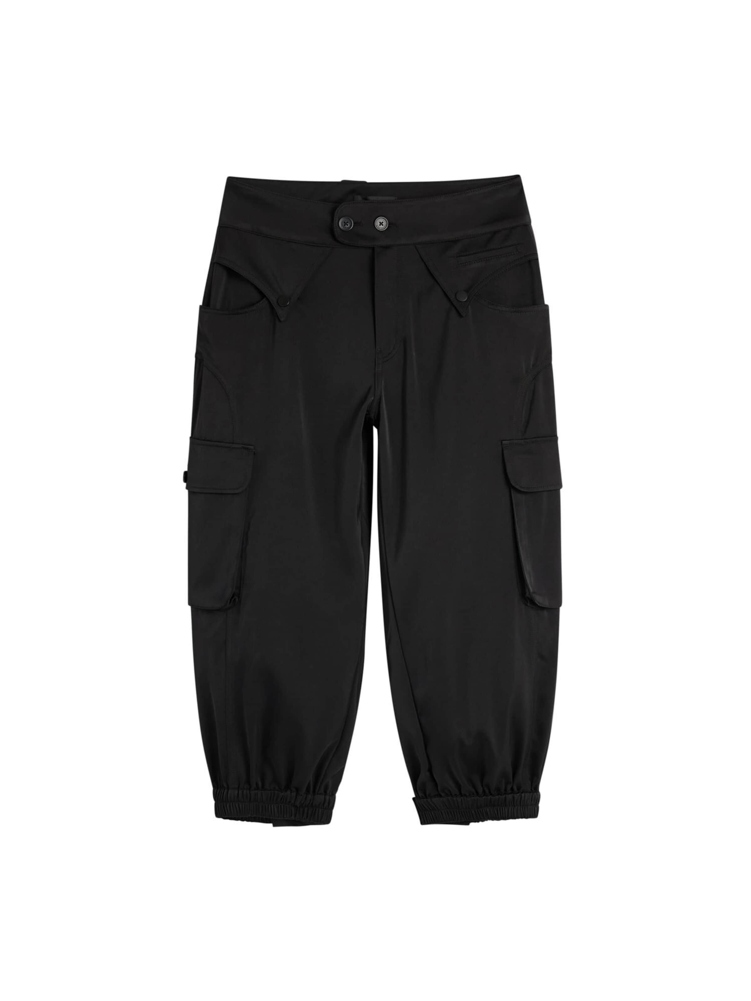 Desigual Loosefit Cargobroek in Zwart: voorkant