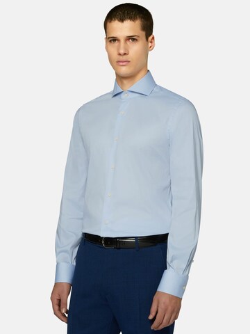 Coupe slim Chemise business Boggi Milano en bleu : devant